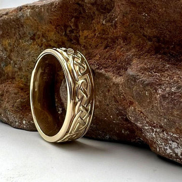 Celtic Knotwork 14K Yellow Gold Spinner Ring GTR1757 - Jewelry